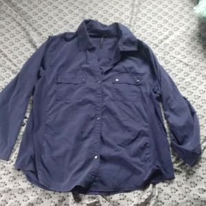 Blue women's button up shirt